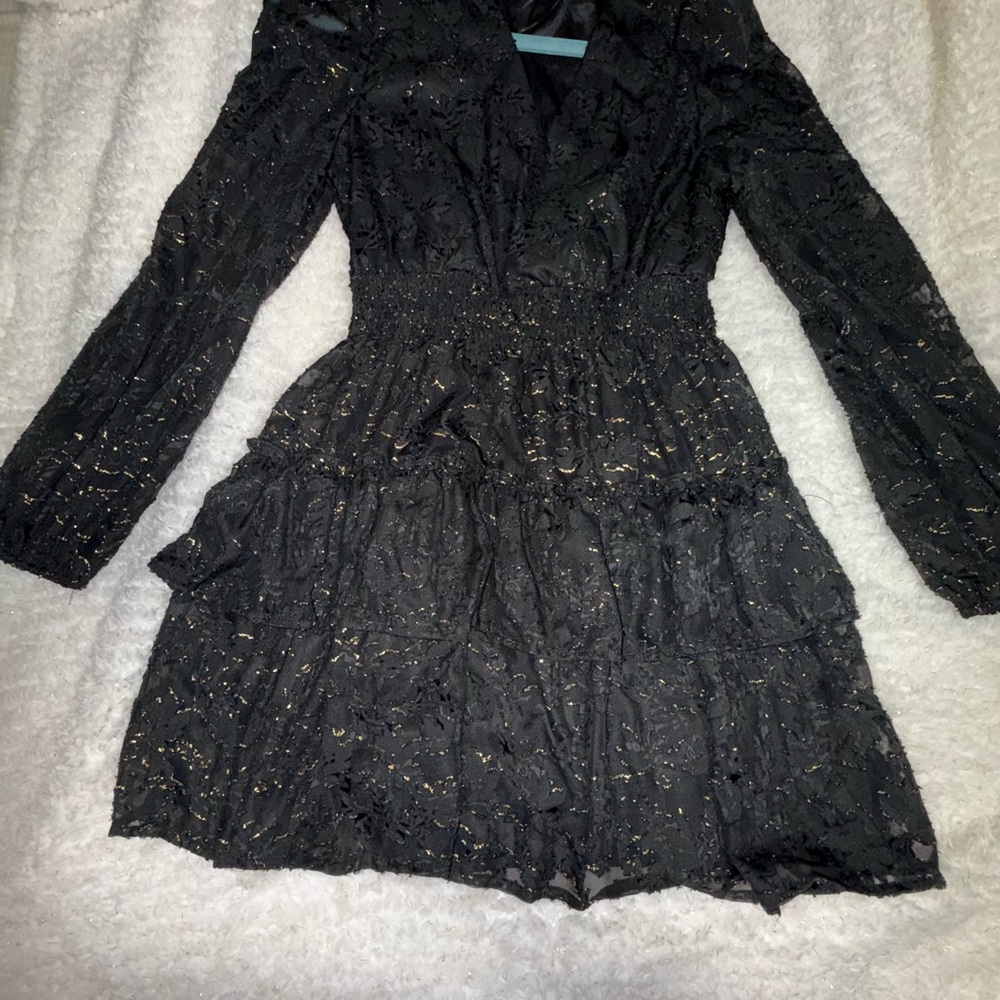 Altar'd State Black and Gold Long Sleeve Dress